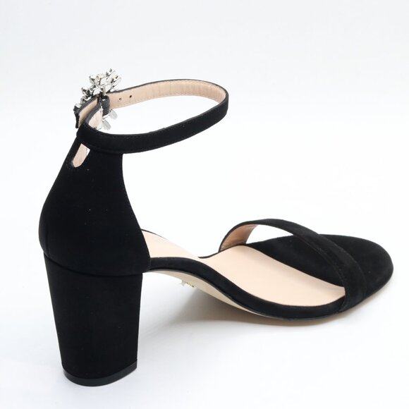 Stuart Weitzman Nearlynude Crystal Nova Sandal Black/Clear 6 B - Picture 6 of 6